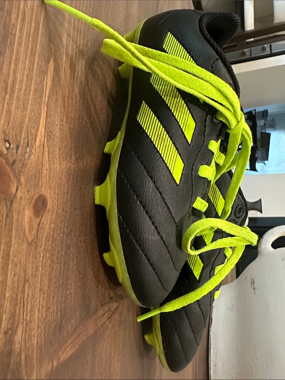 adidas Goletto Kids Black and Neon Lemon Yellow Soccer Cleats size 11